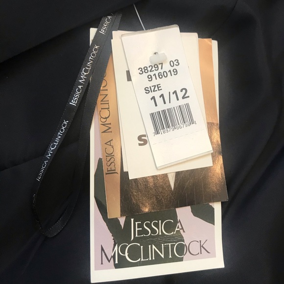 Vintage Gunne Sax Jessica McClintock Backless 80s Dress Goth Black NWT, Rosettes - Picture 12 of 16